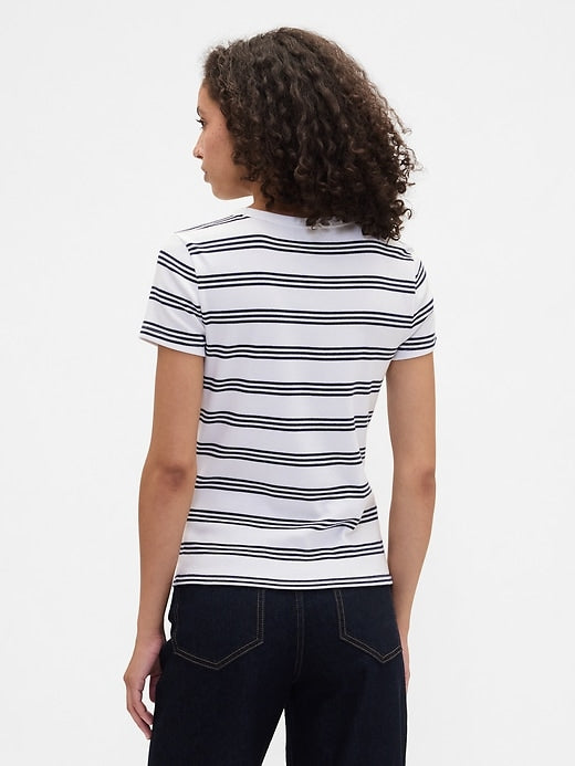 Ribbed Stripe Crewneck T-Shirt